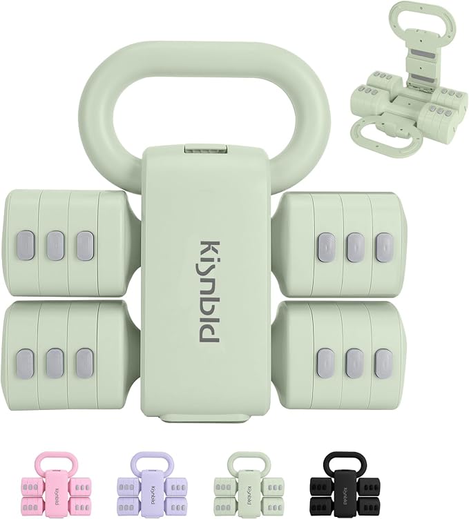 kisnbld Adjustable Dumbbell Set, 2-in-1 Dumbbells & Kettlebell,Hand Weights | 2.2-5.5lb Each Free Weights for Women Beginners with Fast Adjustment,Weights Set for Home Gym & Outdoor Exercise Training