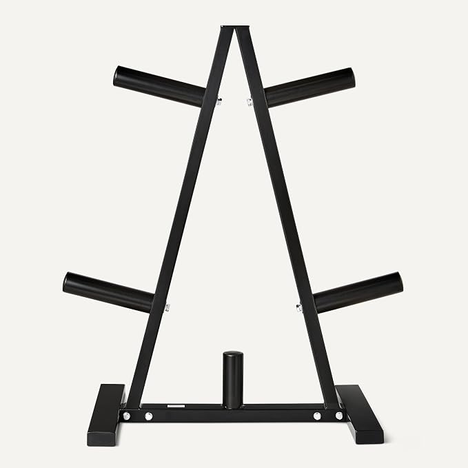 Amazon Basics Weight Plate Tree Rack, Durable Steel, Space-Saving Vertical Design for Home Gym