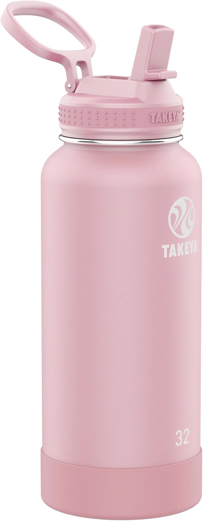 Takeya 32 oz Actives Stainless Steel Water Bottle with Straw Lid – Leakproof, Double-Wall Insulated, Keeps Drinks Cold 24 hrs/Hot 12 hrs, BPA-Free, Powder-Coated, Gym & Travel, Blush