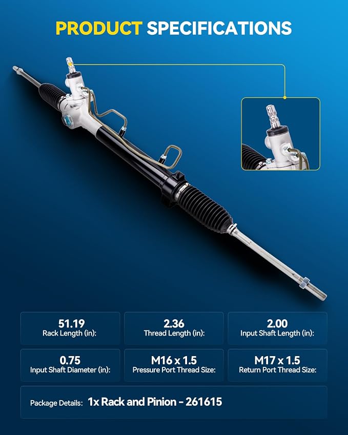 PHILTOP Power Steering Rack and Pinion Compatible with Toyota Sienna 1998 1999 2000 All Models, Hydraulic Rack and Pinion Replace 26-1615
