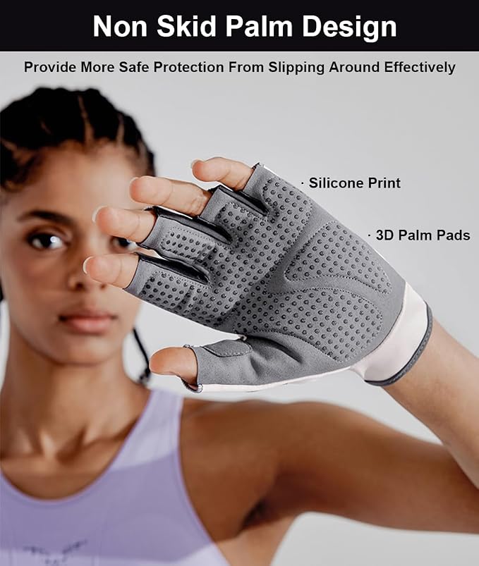 SUJAYU Workout Gloves for Women & Men, Anti-Slip Fingerless Gloves for Weightlifting, Mens Workout Gloves Gym Gloves Fitness Gloves
