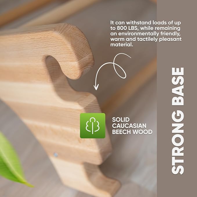 Swedish Ladder Wall Stall Bars for Kids and Adults, made of Solid Beech Wood, Withstands Loads up to 880 lbs, with Removable Pull-Up Bar, Dip Bar, Gymnastics and Exercise Indore Gym