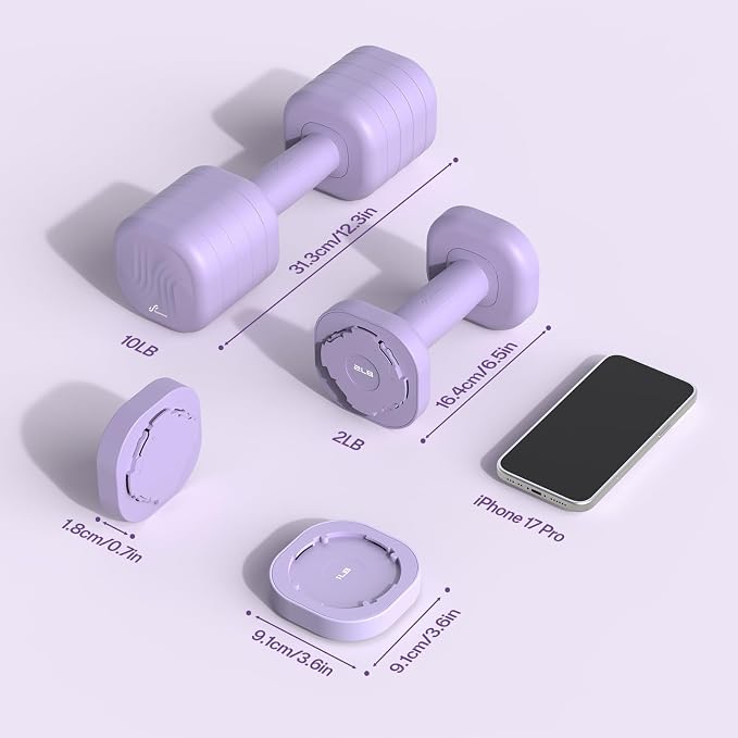 Adjustable Dumbbell Set of 2: Sportneer 4 in 1 Free Weights Dumbbells Set for Women, Hand Weights for Women at Home, Available in 5 lb × 2 and 10 lb × 2 Sets with Soft Rubber Handle for Home Gym Exercise Training