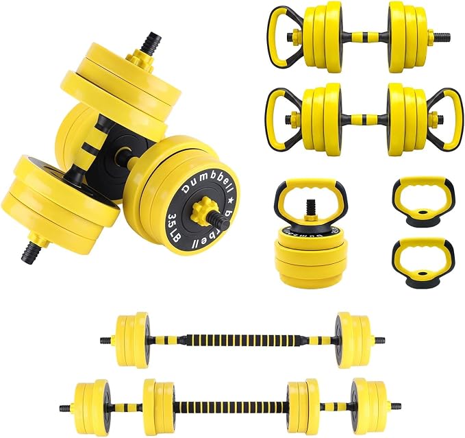 Garvee Adjustable Dumbbell Set,Weight Set for Home Gym | 4-in-1 Adjustable Weight Set Used As Dumbbells,Barbells,Kettlebells and Push-up