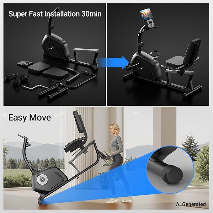 Recumbent Exercise Bike, Magnetic Staionary Bikes for Home with 16-level Resistance & Adjustable Seat, Staionary Bike for Seniors Adults, 350 LBS & LCD Monitor