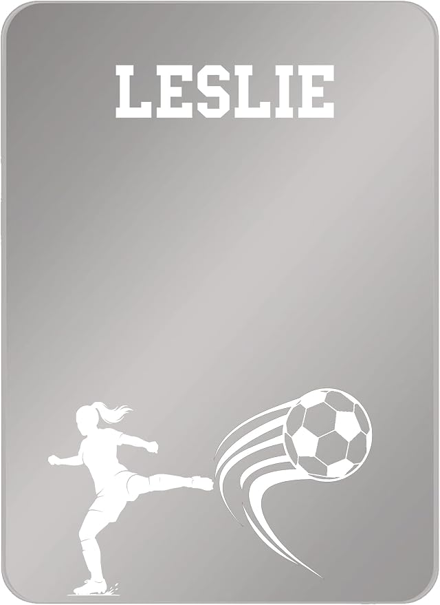 Personalized Sports Player Fan Team Club Locker Mirror Magnet – Back to School Decor, Colorful Magnetic Organizer Accessory for Gym, Home, Office & Refrigerator (Soccer Female)