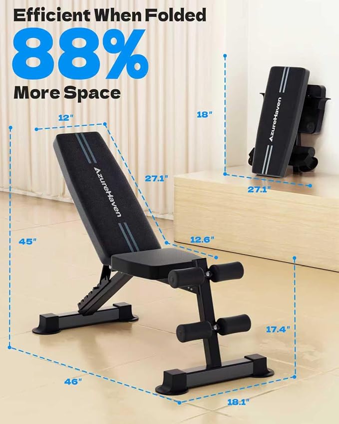 Adjustable Weight Bench, Foldable Incline Decline Flat Workout Bench for Home Gym Full Body Dumbbell Exercise, 660LBS Capacity