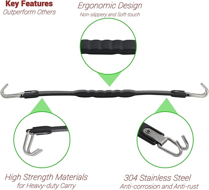 Golf Cart Battery Lifter - 2 PCS, Carry Strap for Trojan, Club Car, EZGO, Yamaha - Black or Orange