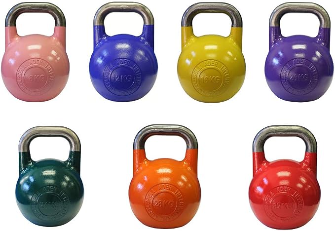 Ader Pro-grade Int'l Kettlebell with rack and DVD- 7 Pairs (8,12,16,20,24,28,32kg)