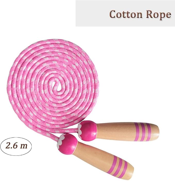 Jump Rope for Kids, Lorvain Adjustable Skipping Rope | Kids Jump Ropes with Wooden Handle for Girls Boys, Weighted Jumping Ropes for Fitness Workout Exercise Outdoor Fun Activity