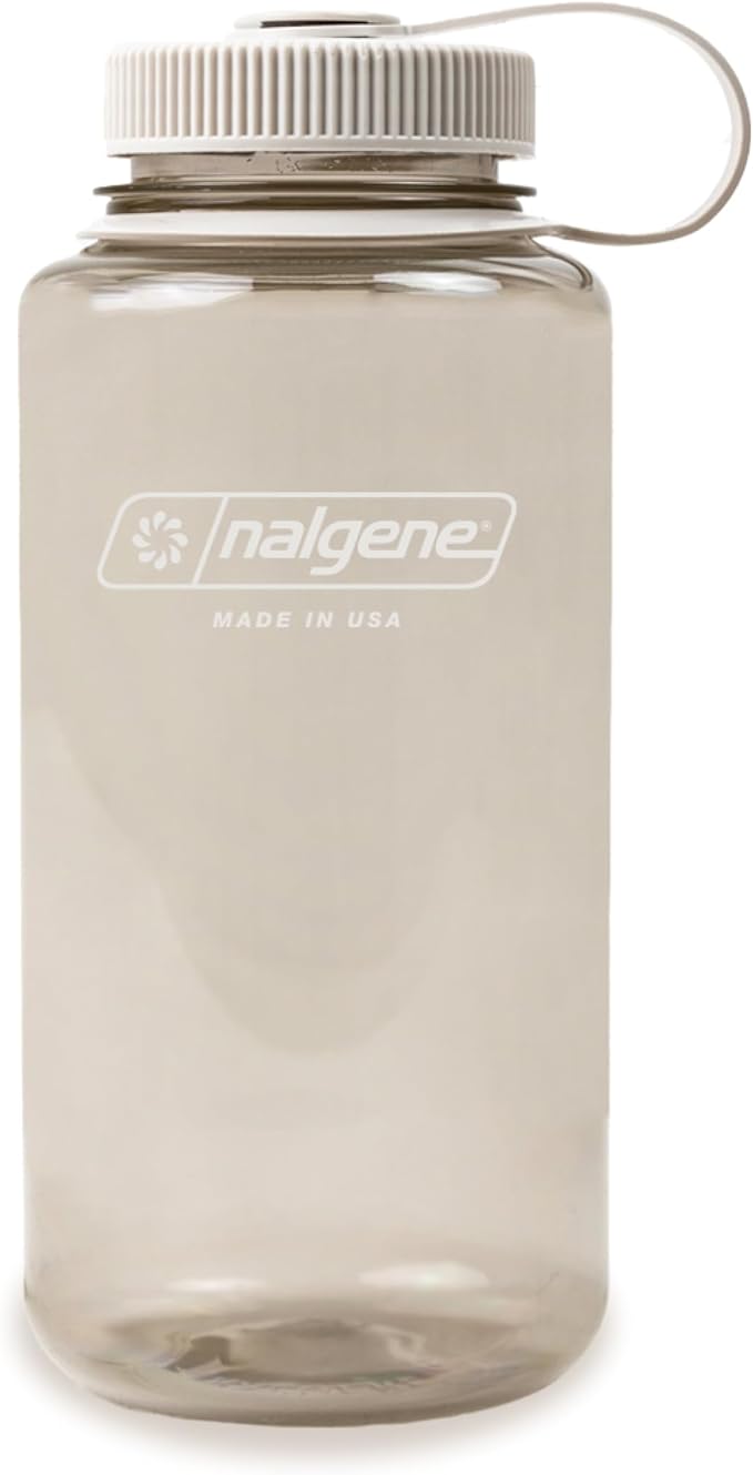 Nalgene Monochrome BPA-Free Recycled Reusable Water Bottle for Backpacking, Hiking, Gym - 32 oz Shatterproof, Cotton | BPA-Free, Durable & Lightweight, Leak Proof, Dishwasher Safe, Large Reusable Plastic Bottle for Hiking, Gym, Work & Travel