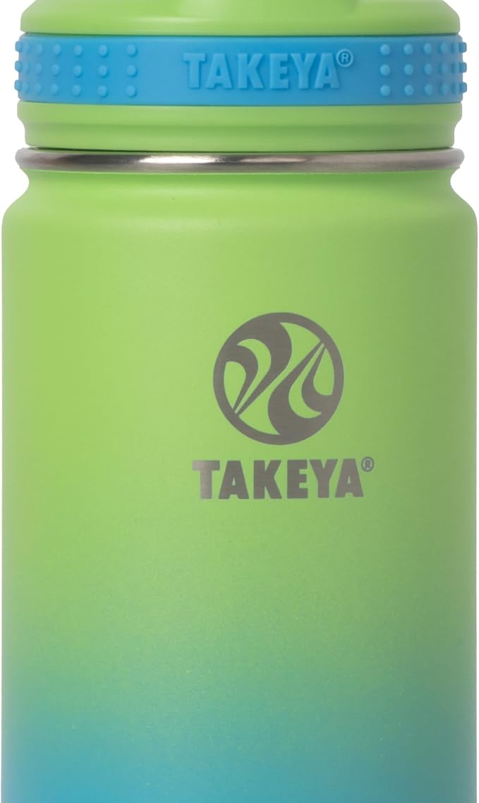 Takeya 18 oz Actives Stainless Steel Water Bottle with Straw Lid – Leakproof, Double-Wall Insulated, Keeps Drinks Cold 24 hrs/Hot 12 hrs, BPA-Free, Powder-Coated, Gym & Travel, Ombre Excitement