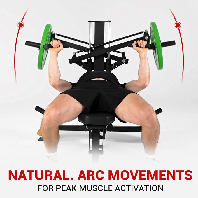 GMWD Chest Press Machine, Bench Press Machine with Independent Converging Arms, Adjustable Flat Incline Bench for Chest, AB Workouts, Shoulder Home Gym Equipment