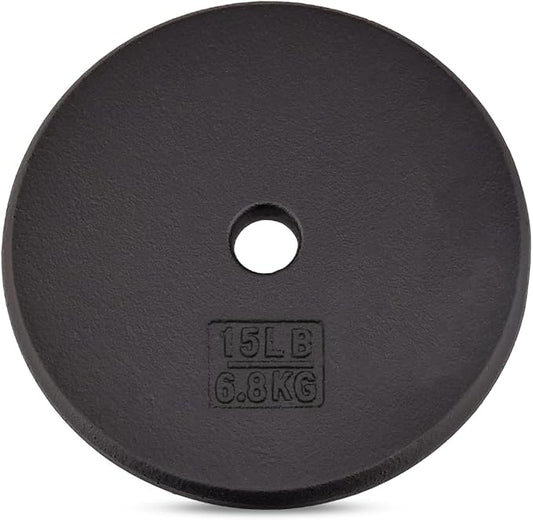 Yes4All Standard Weight Plates, 1-Inch Cast Iron Barbell Weights, Wide Range 5–50 LB, Ideal for Strength Training & Workout Routine, Available in Single, Pair & Set of 4