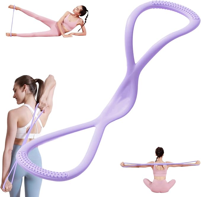 Figure 8 Resistance Band for Women Men, Non‑Slip Handles Exercise Band, Home Gym Fitness Equipment for Yoga, Pilates, Stretching & Physical Therapy (25 lbs)
