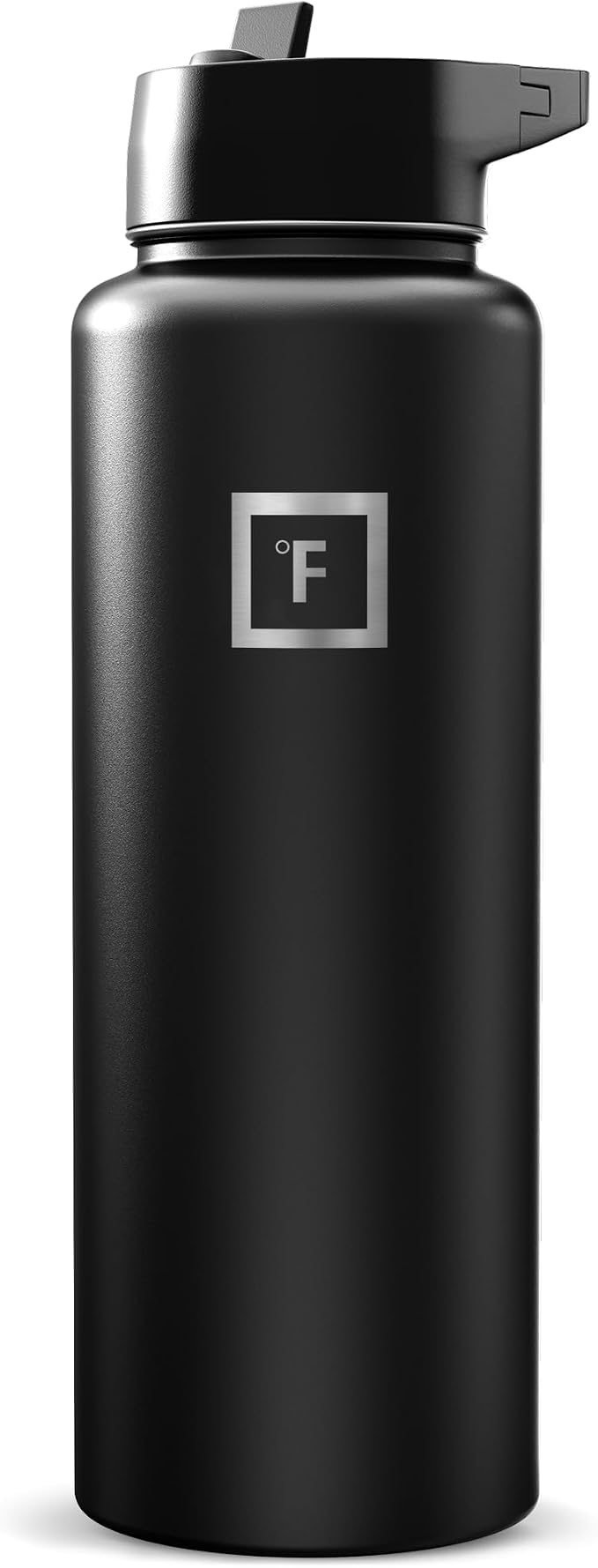 IRON °FLASK Camping & Hiking Hydration Flask with Straw, Wide Mouth Insulated Stainless Steel Sports Water Bottle - 40 oz Midnight Black | Insulated Stainless Steel Sports Water Bottle with Leakproof Straw Lid - BPA Free, Cold 24 Hrs, Sweat Free (Midni...