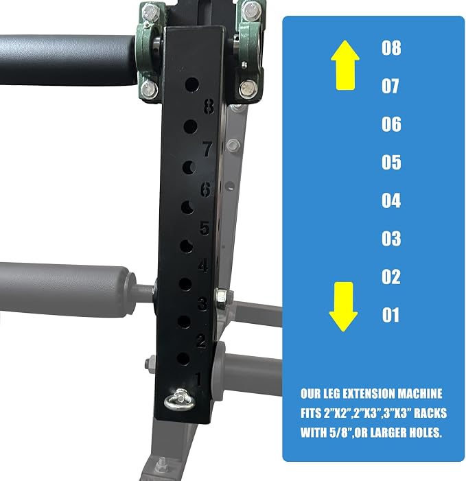 BLUSLM Power Rack Mounted Leg Extension & Curl Machine for Home Gym Equipment, Adjustable Leg Press Attachment for Lower Body Muscle Training