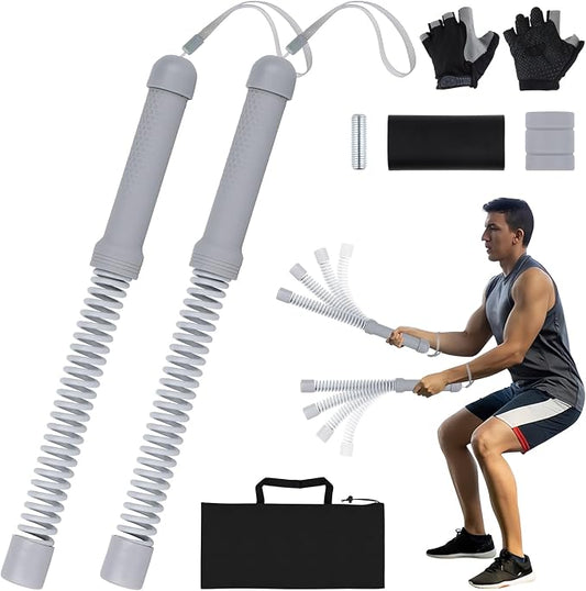 Ropeless Battle Ropes for Home Gym with Non-Slip Gloves, 2Pcs Portable Cordless Home Gym Equipment，Weighted Ropeless Battle Ropes for HIIT Workouts, Cardio, Muscle Training (Grey)