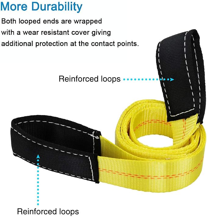 Trekassy 2 Pack 6' x 2" Lifting Sling Straps, 6ft Lifting Straps with 9,400 lbs Basket Rated Capacity, Heavy Duty Nylon Tree Saver Recovery Strap Web