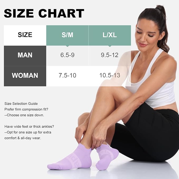 Lapulas Compression Socks for Men & Women, 6 Pair Ankle Running Support Socks for Sports, Casual, Plantar Fasciitis Relief