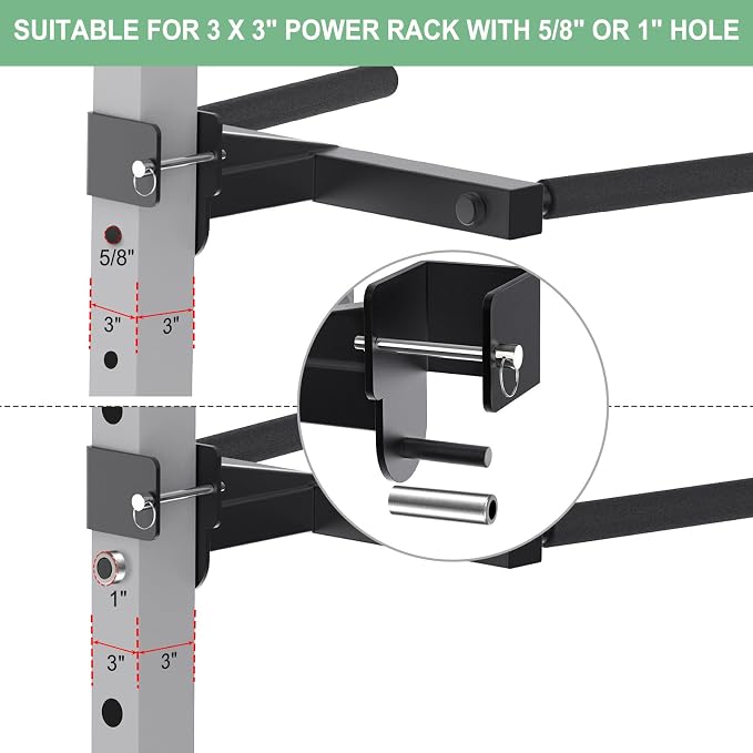 SELEWARE Squat Rack Attachment for Power Cage with 5/8" or 1" Holes | Y-Shaped Dip Bar Attachment, Nordic Hamstring Curl Attachment & Lever Arms for 2x2 or 3x3 Power Rack, Home Gym Accessories