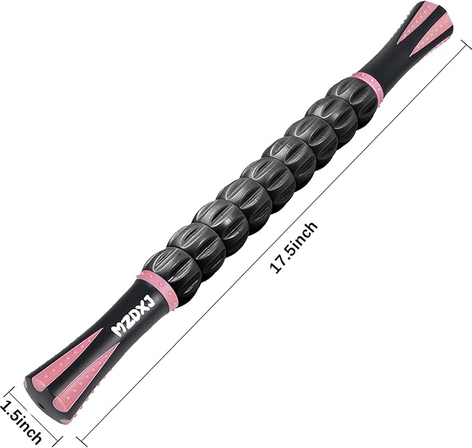 Muscle Roller Massage Roller Stick- Deep Tissue Fascia Blaster for Myofascial Pain Relief, Lymphatic Drainage & Body Sculpting, Handheld Physical Therapy & Recovery Tool (Pink Black