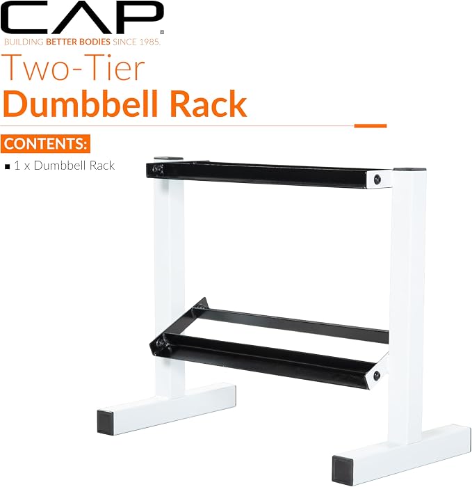 Cap 24-Inch Dumbbell Storage Rack for Home Gym, 2-Tier Heavy-Duty Weight Rack for Hex Dumbbells, Space-Saving Steel Free Weight Organizer Stand, Holds 5lb - 25lb Pairs