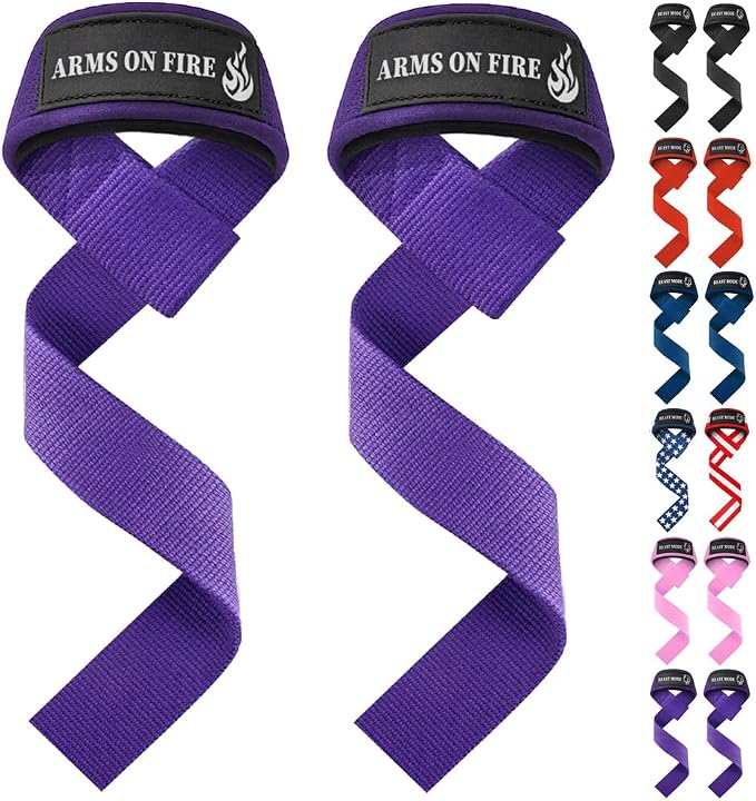 TECEUM Neoprene Padded Cotton Lifting Straps for Weightlifting, 1 Pair