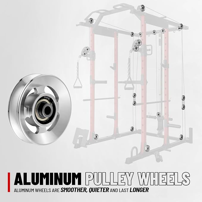 Mikolo Power Cage, Power Rack with Cable Crossover System, 1500LBS Squat Rack with LAT Pull Down System, Workout Cage with Pulley System for Fitness Home Gym