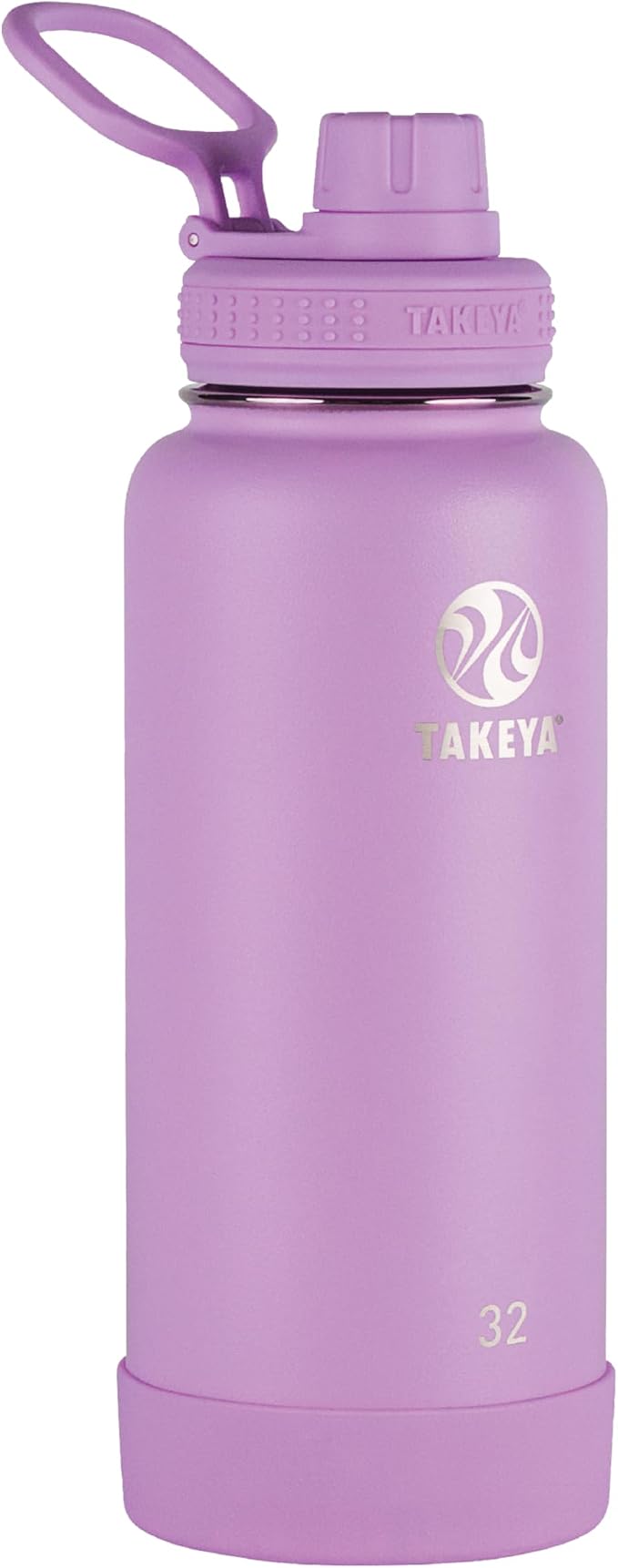 Takeya Actives Stainless Steel Water Bottle, Insulated Spout Lid, Keeps Drinks Cold 24 Hrs, Leakproof, Durable, Dishwasher Safe, Ideal for Gym, Travel, Fits Most Cup Holders, 32 oz/Lilac