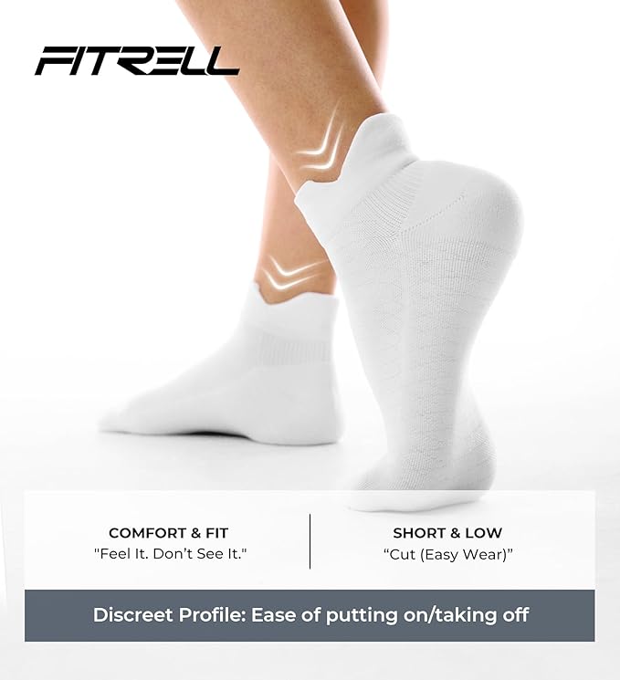 FITRELL Ankle Compression Socks for Women & Men - 5/6 Pairs Cushioned Arch Support Running Socks, Plantar Fasciitis Relief