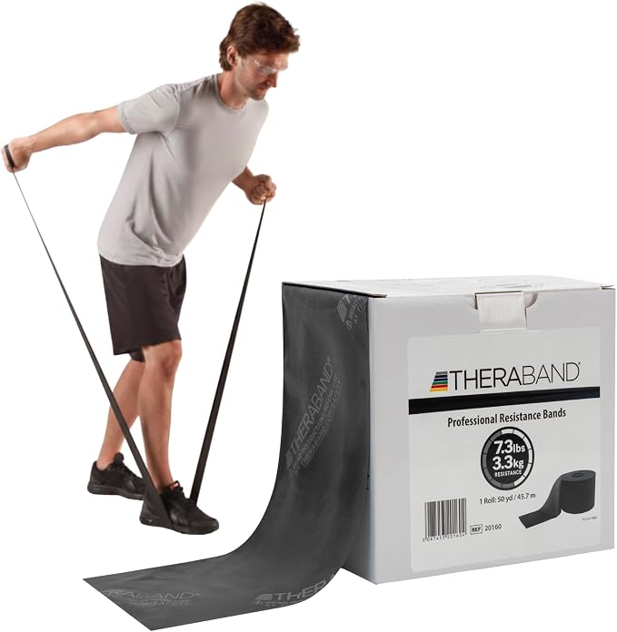 THERABAND Resistance Band, 50-Yard Roll, Latex Elastic Band for Exercise, Stretching, Physical Therapy, Yoga, Pilates, Home Workouts, Cut-to-Length, Color-Coded Levels