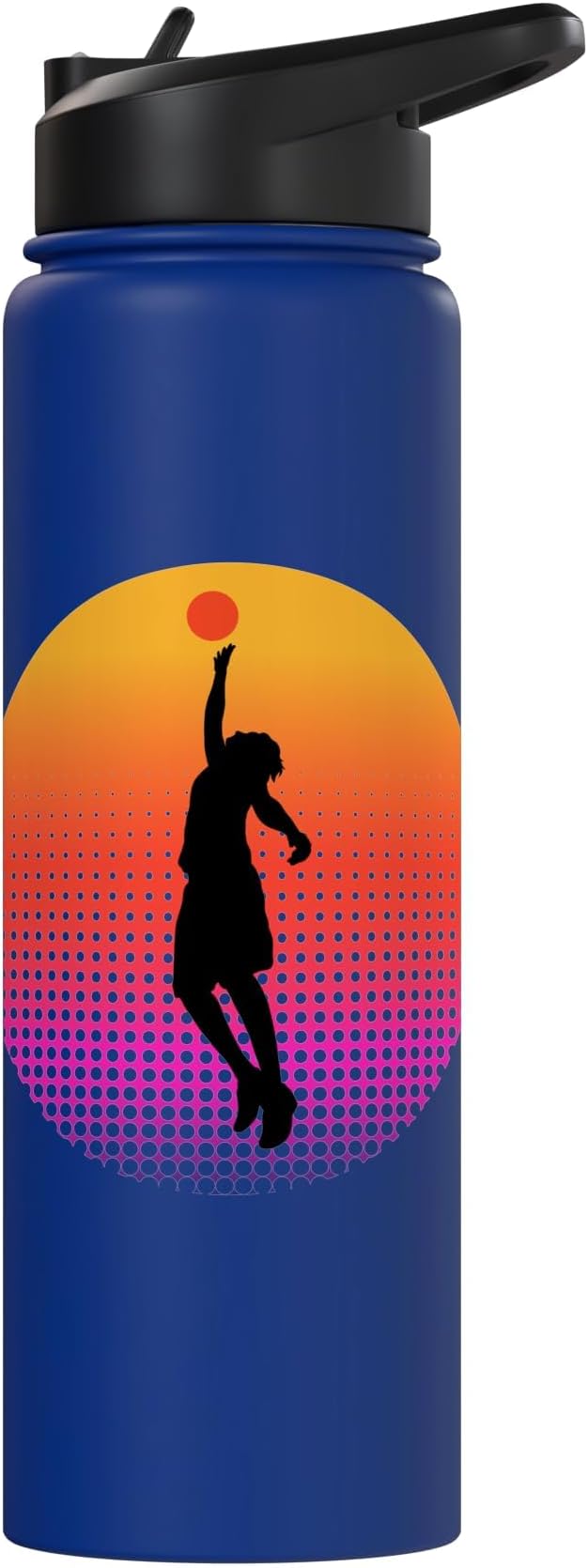 Basketball Game Hoop Slam Dunk Ball Retro Sunset Player Gift Stainless Steel Insulated Water Bottle