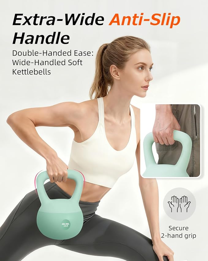 Soft Kettlebell, Safe Strength Training Kettle bell, Cushioned Impact | Resistant Base and Anti-Slip Grip Weight, Kettlebells Set for Home Workouts and Men/Women/Beginners,With Non-slip Gloves