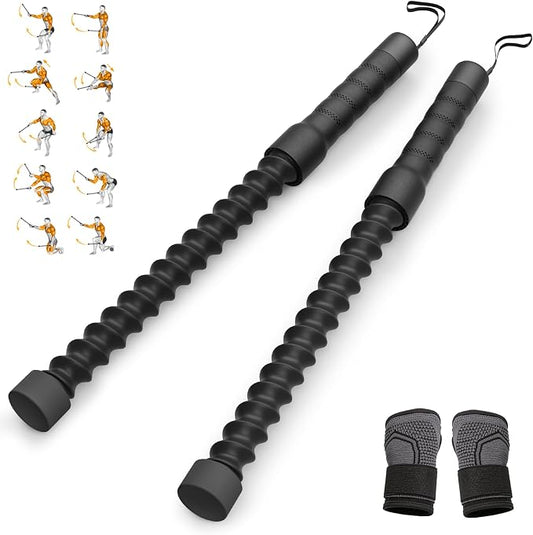 Ropeless Battle Ropes Resistance Trainer with Handles | Portable Design, HIIT Training, Cardio Workout, Full Body Strength, Home Fitness