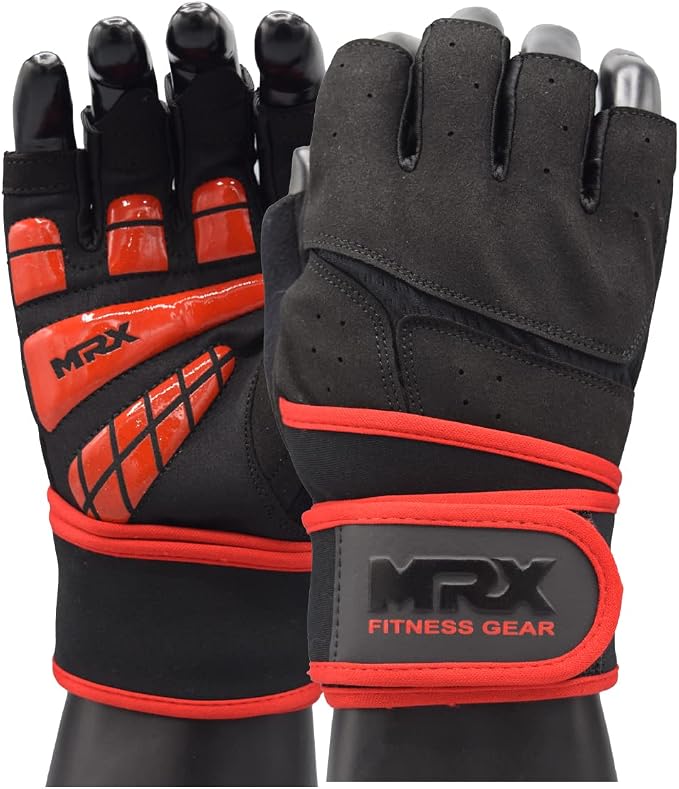 MRX Weightlifting Gloves for Men Workout Gloves Mens Wrist Support Lifting Gloves Male Gym Gloves | Workout Gym Accessories for Men Weight Lifting Fingerless Gym Exercise for Powerlifting