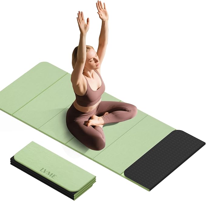 LVME Foldable Yoga Mat, 71"x24"x1/3" Thick(8mm), Non Slip Exercise Mat | SGS Certified POE, Fitness Travel Mat, Easy To Store, Foldable for Exercise, Yoga, Pilates, Home Workouts