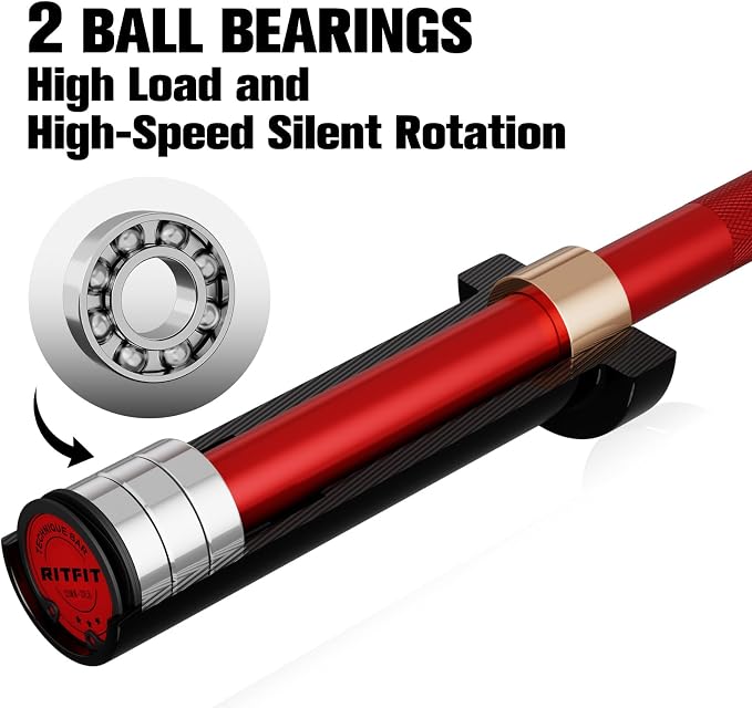 RitFit Barbell Weight Set - 4/6FT Olympic Barbell with Weight Plates (55-115LB Total) - Weightlifting Equipment for Squats, Curls, Deadlifts, Presses, Hip Thrusts