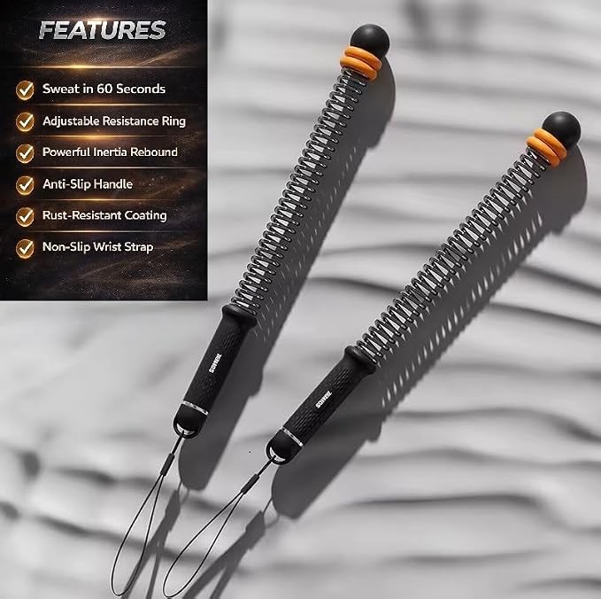 Cordless Battle Ropes with Adjustable Weight - Weighted Ropeless Battle Rope for Home Gym, Heavy Duty Portable Exercise Ropes for HIIT & Cardio Training, Black