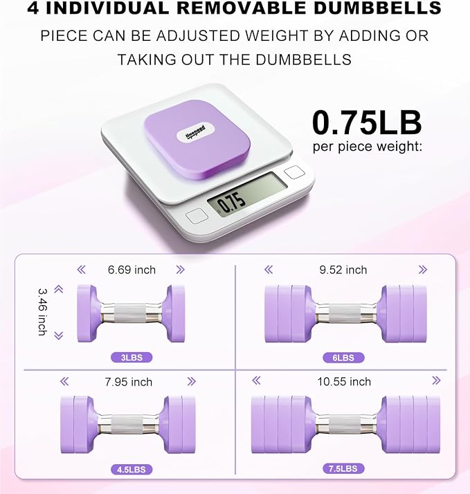 Adjustable Dumbbell Set for Women Men 7.5LB/10LB/15LB/20LB/25LB Each | Dumbbells Set of 2, Free Weight Set at Home Gym, Hand Weights with Locking/Metal Handle for Exercise Muscle Toning Rehab