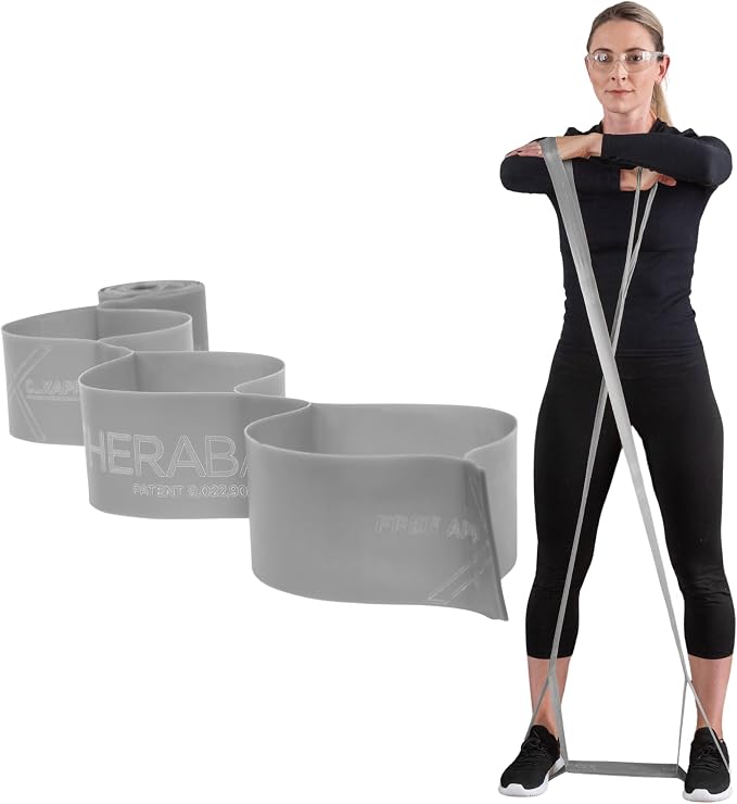 THERABAND CLX Resistance Band with Loops, 5 Feet, Silver, Super Heavy, Non-Latex, Elastic Band for Exercise, Mobility & Rehab, Stretching, Home Workouts, Color-Coded for Easy Resistance Levels