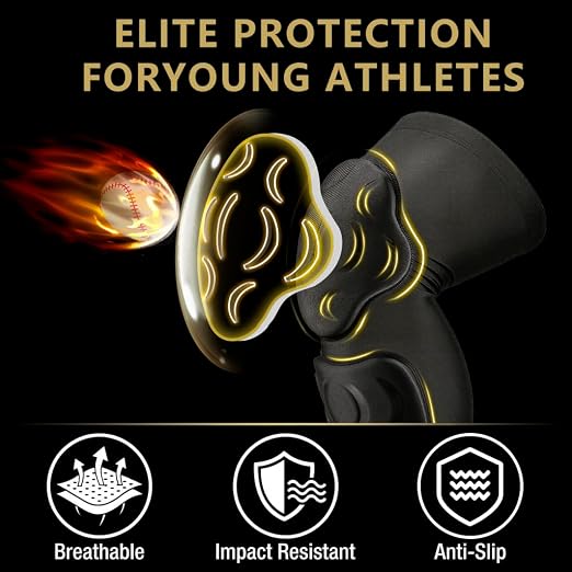 Padded Knee & Shin Guards, Compression Junior Youth Proslide Leg Sleeve Pads, Sliding Anti-Slip Breathable Foam Padding Knee Brace for Football & Multi-Sport (1 Pair)