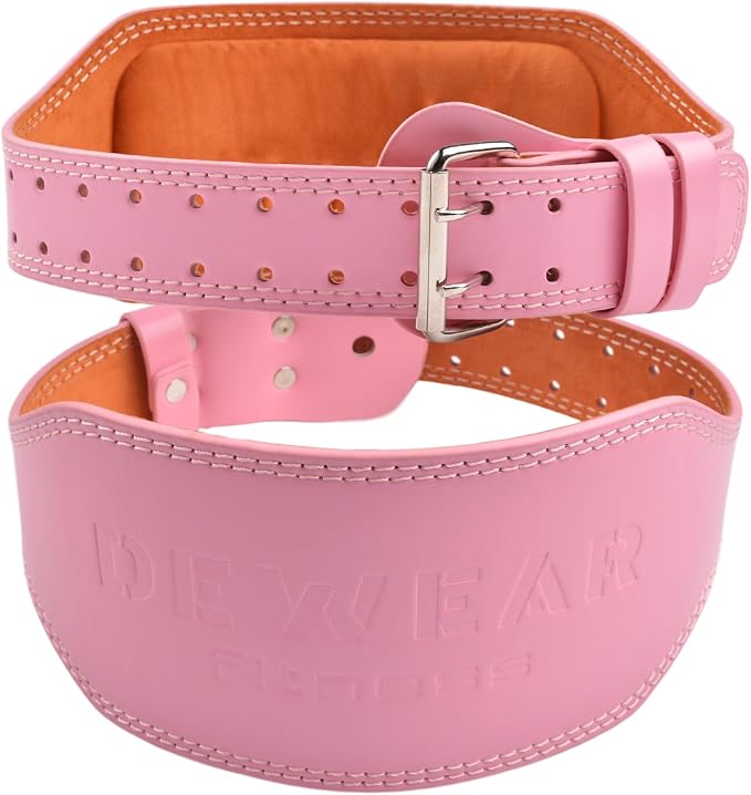 Leather Weight Lifting Belt, 4”& 6”Padded Lumbar Back Support, 10 Adjustable Holes, Gym Weight Belt Ideal for Deadlift, Powerlifting, Bodybuilding and Squat