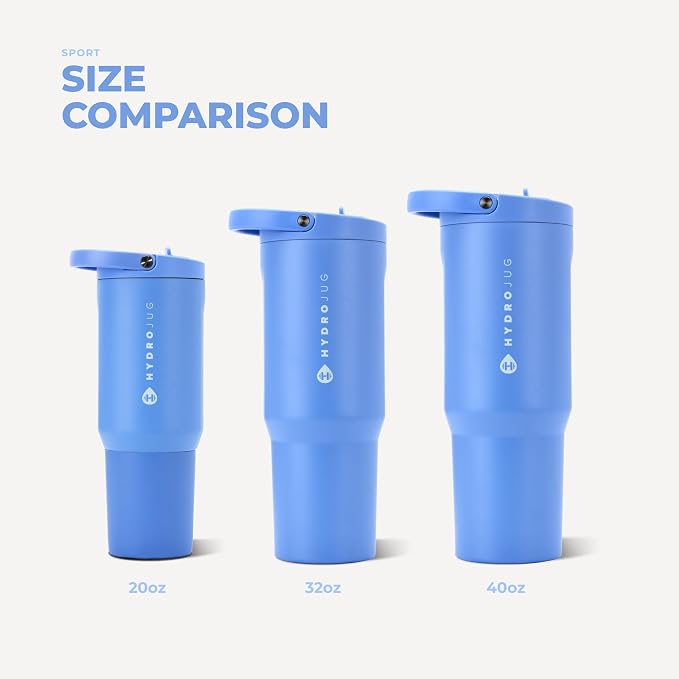 HydroJug Sport 20 oz Insulated Stainless Steel Water Bottle, Light Blue