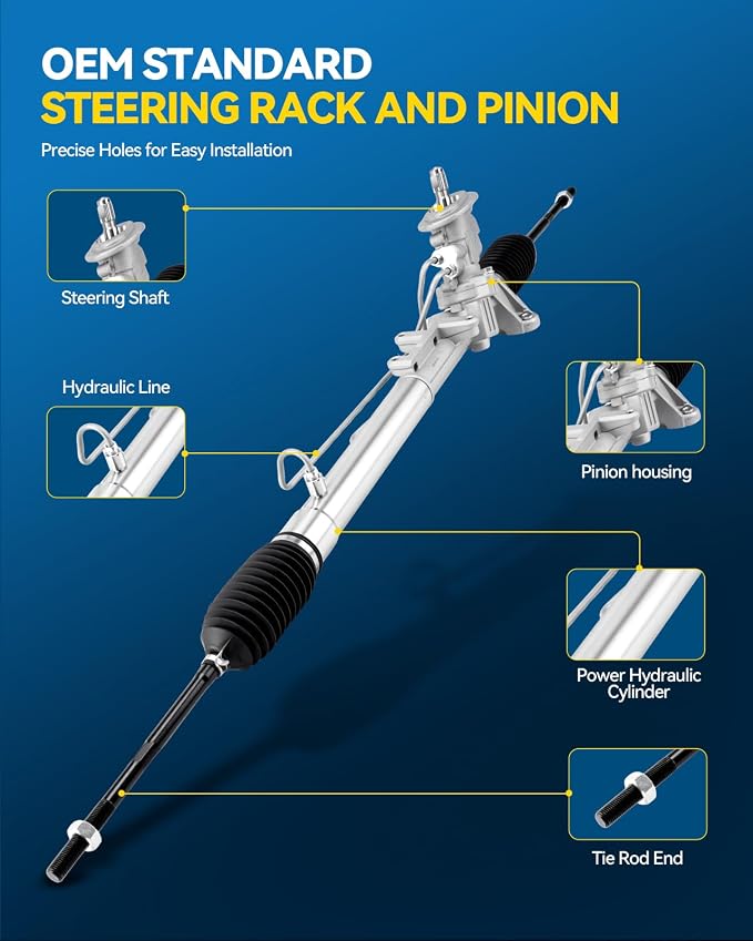 PHILTOP Power Steering Rack and Pinion Assembly for 2000-2005 Jetta, 1998-2010 Beetle, 2000-2006 Golf, Hydraulic Power Steering Replaces OEM 26-9008, ES3524, ES3525