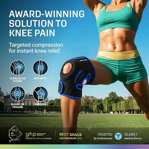 Modvel Knee Brace with Side Stabilizers & Patella Gel Pads for Pain Relief and Joint Support Breathable, Non-Slip Compression Sleeve for Men & Women, Arthritis, Meniscus, ACL Recovery
