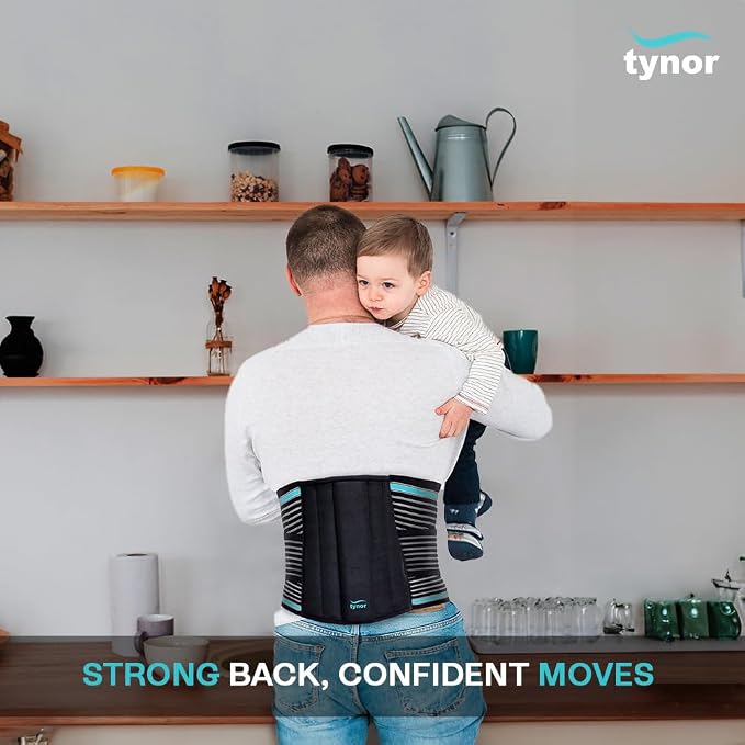 TYNOR Back Support Belt Adjustable Back Brace for Lower Back Pain, Breathable Lumbar Support Belt for Men & Women, Lower Back Brace for Herniated Disc, Sciatica & Heavy Lifting (Medium, Classic Black)