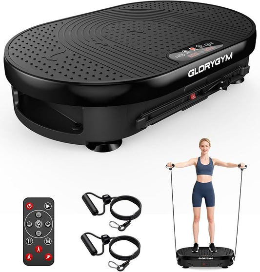 Vibration Plate Exercise Machine for Body Shaker Machine & Weight Loss, Shake Plate with Resistance Bands, 120 Speed Levels, Remote Control, Full Body Workout, Compact Home Gym Equipment