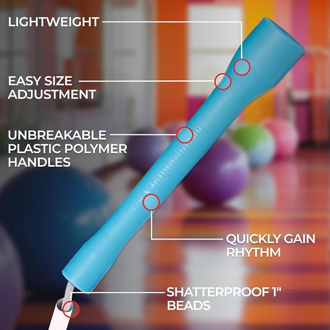 Elite Jumps Beaded Kids Jump Rope, Adjustable | Shatterproof segmented beads. Tangle-free and lightweight. Fun fitness and outdoor play for kids.