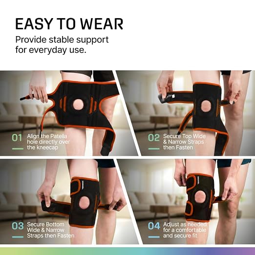 Modvel Knee Brace with Side Stabilizers & Patella Gel Pads for Pain Relief and Joint Support Breathable, Non-Slip Compression Sleeve for Men & Women, Arthritis, Meniscus, ACL Recovery